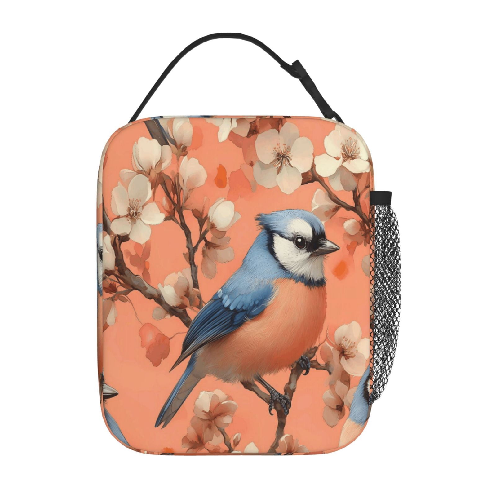 Lunch Bag For Women Men Insulated Portable Lunch Box Bento Box Office Picnic Travel Cooler Bag The Birds Are Perched On The Flower Branches