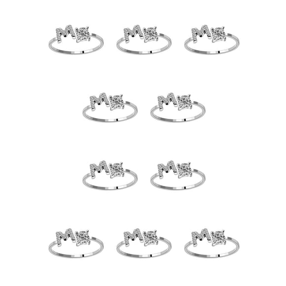 Qarigey Anillo abierto con letra mayúscula, anillos de compromiso portátiles seguros para mujer, joyería de maquillaje decorativa para el Type2 NO2