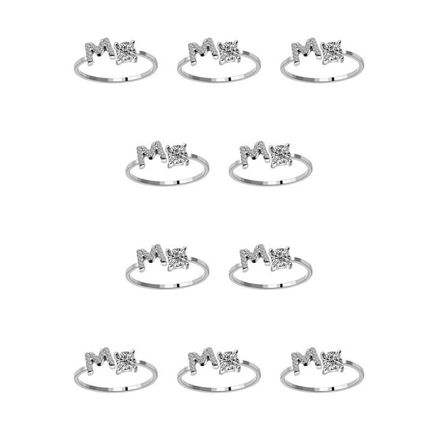 Qarigey Anillo abierto con letras mayúsculas de cobre, anillos de compromiso elegantes reutilizables para mujer, regalos de joyería de Type2 NO2