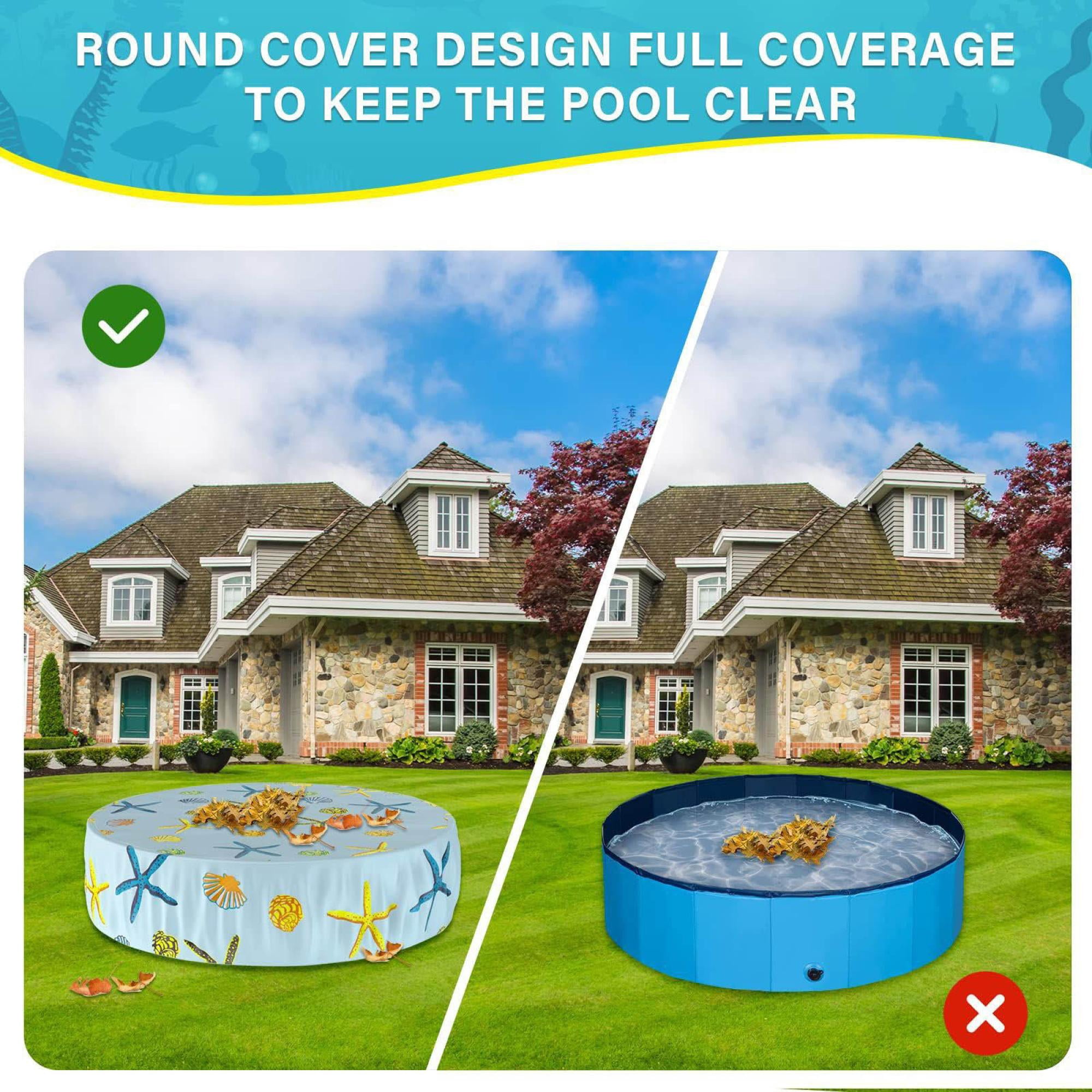 Pool Cover for Above Ground Pools – Waterproof, UV Protection (98% Blocking), Foldable, Easy Install with Elastic Cords