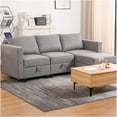 thumbnail image 5 of JERFIT Modern 4-Seat Modular Sectional Sofa with Storage Ottoman, L-Shaped Convertible Couch in Dawn Grey Burlap Fabric, 5 of 10