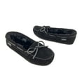 thumbnail image 3 of Clarks Women's Suede Moccasin Indoor and Outdoor Squared Toe Slip On Slippers (Black, 6), 3 of 4