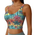 thumbnail image 2 of Sports Bras For Women Workout Tank Tops, Colorful Hawaii Palms Running Vest With Removable Cups, 2 of 2