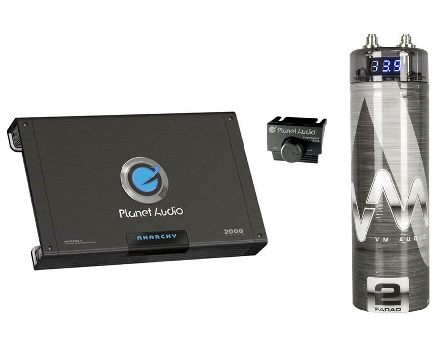 Planet Audio AC15001M 1500W MONO Car Amplifier Amp Kit 2.0 Farad Capacitor