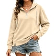thumbnail image 6 of Cmfcve Women's Casual Half Zip Hoodies Long Sleeve Solid Color Pullover Hooded Sweatshirts with Pockets, 6 of 7