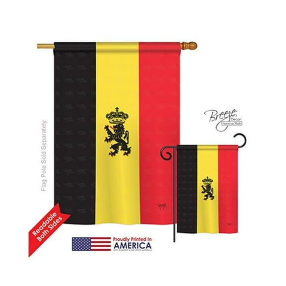 Breeze Decor 08098 Belgium 2-Sided Vertical Impression House Flag - 28 x 40 in.