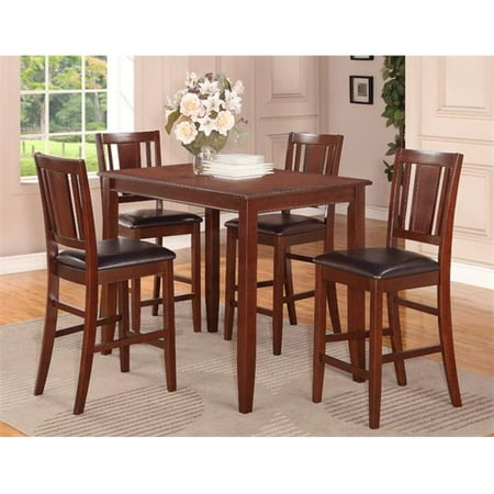 Old World Furniture Imports Wooden Imports Furniture BU3-MAH-LC 3 PC Buckland Counter Height Table 30 in. x 48 in. & 2 Stools with Faux Leather seat in Mahogany Finish ()
