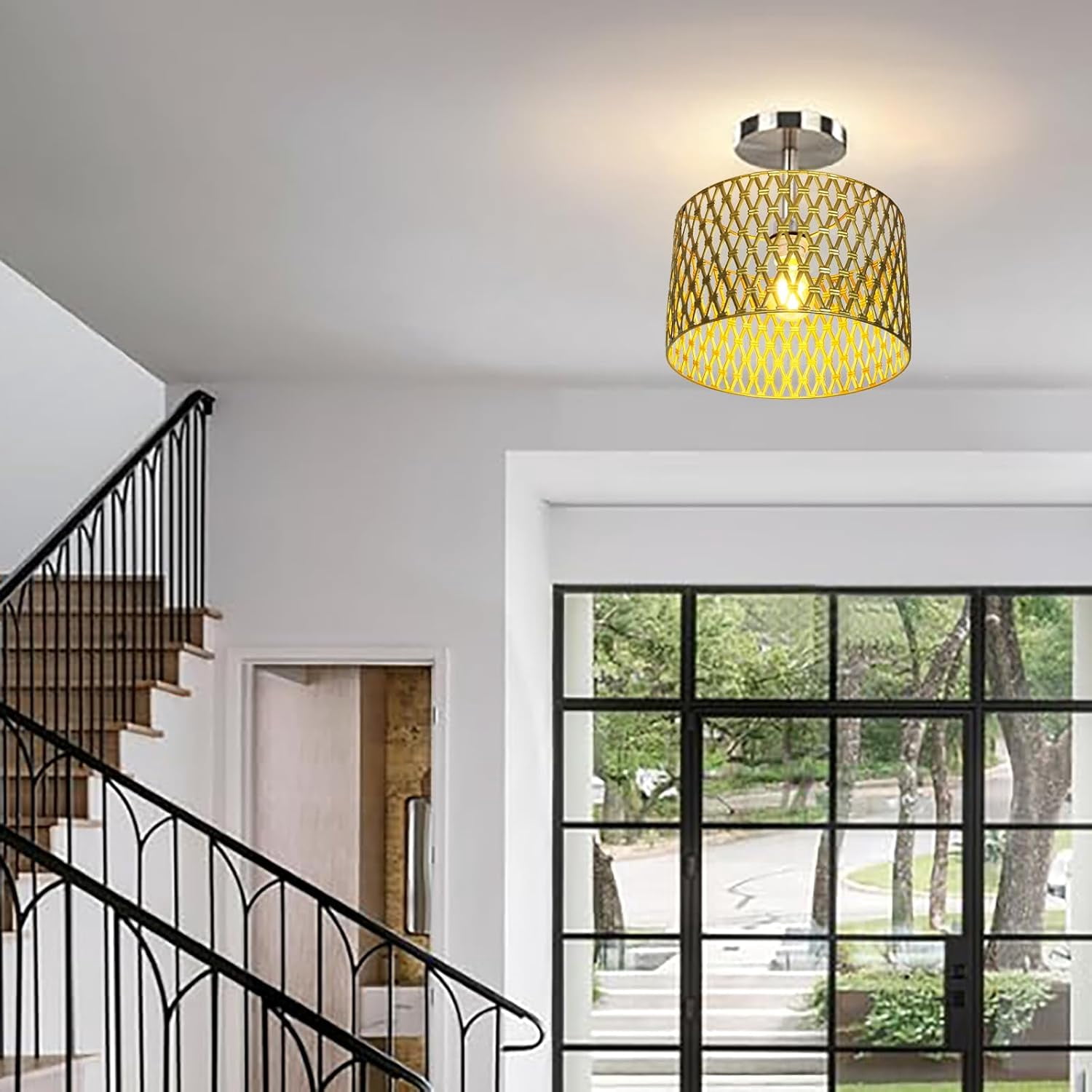 Gold Hollow-out Drum Lamp Shades