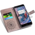 thumbnail image 2 of Case for Oneplus 3 / 3T Wallet Case Leather Premium PU Embossed Design Magnetic Closure Protective Cover with Card Slots for Oneplus 3 / 3T, Black, 2 of 5