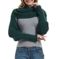 thumbnail image 3 of AWZXDE Women's Hollow-Out Knitted Pure Color Shawl Scarf with Sleeves - Warm Wrap for Cool Evenings, All-Season Fashion Piece Green,One Size, 3 of 5