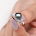 thumbnail image 3 of Rosec Jewels Natural Tahitian Pearl Engagement Ring for Women - Solitaire Black Pearl Ring - 10 mm - AAA Grade - with Jewelry Box, 925 Sterling Silver, US 6.50, 3 of 7