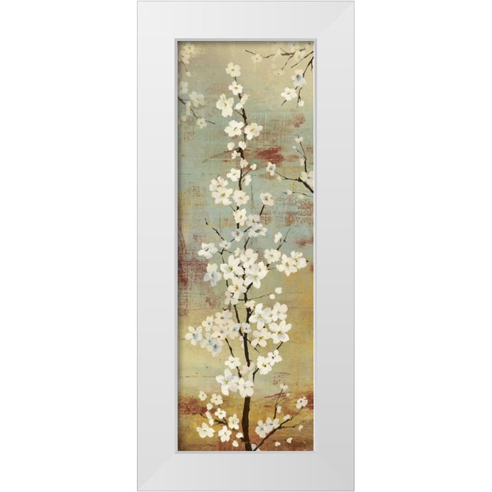 Jensen Asia 13x32 White Modern Wood Framed Museum Art Print Titled - Blossom Canopy II