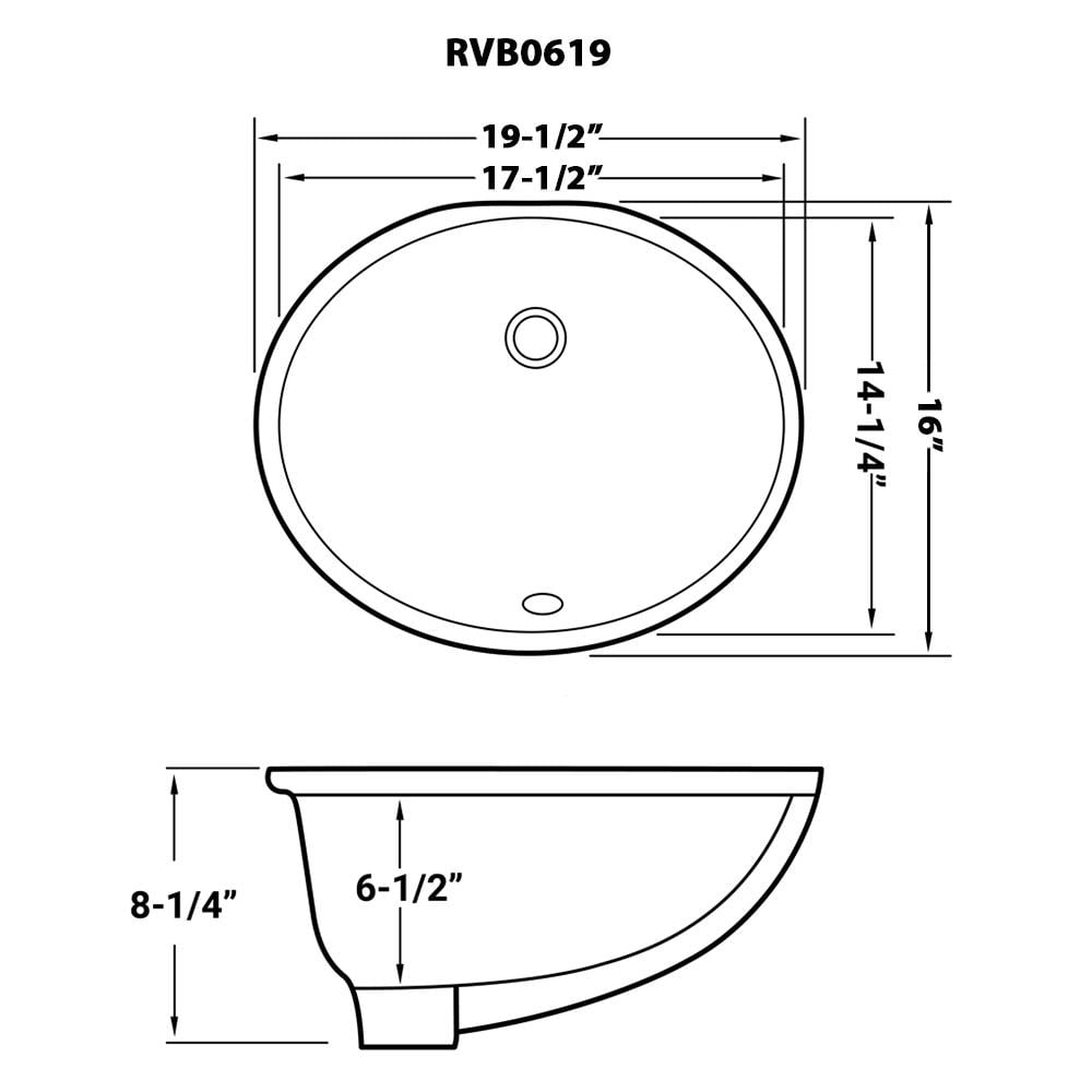 Ruvati RVB0619 Krona 18" Oval Porcelain Undermount Bathroom Sink - White