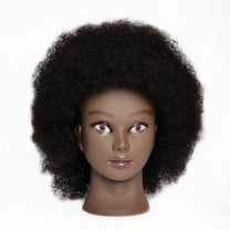 Curl African American Mannequin Head with 100% Human Hair Cosmetology Afro Hair Mannequin Head Hairdresser Training for Styling Dye Cutting Braiding Practice with C - Clamp #2 Dark Brown