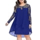 thumbnail image 2 of Fashion Women Casual Plus Size Sheer Lace Sleeve High Low Hem O-Neck Swing Dress 240561, 2 of 4