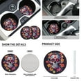thumbnail image 6 of Uorisanigo Halloween Sugar Skull Car Seat Covers Sets 10 Pack with Cars Seat Belt Cover and Water Cup Coaster Steering Wheel Cover and Keychains Soft Easy to Instal Elastic Fabrics for Car SUV, 6 of 7