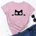 thumbnail image 1 of Hauts Mignons pour Femmes Tendance Sortie Été T-Shirt Chat à Manches Courtes T-Shirt Basique à Col Rond T-Shirt Confortable Doux, 1 of 4