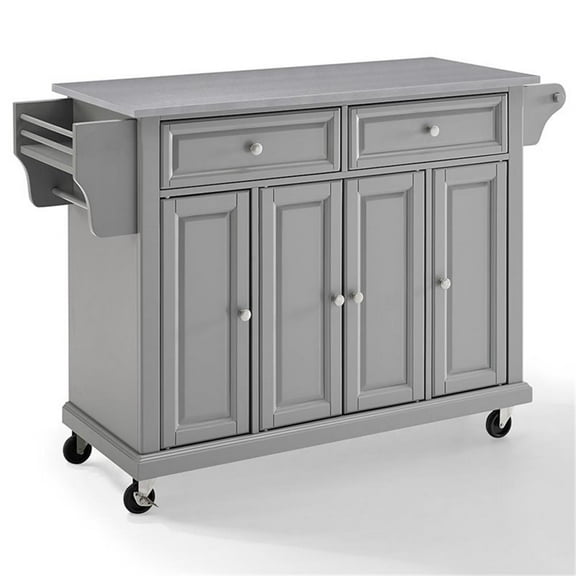 Crosley Furniture Stainless Steel Metal Top Kitchen Cart in Gray/Chrome