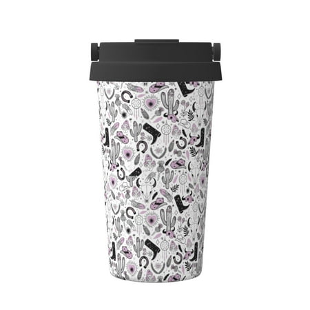 

KLL Cowboy Pattern Stainless Steel Vacuum Insulated Tumbler - Carry Insulated Coffee Mug - Reusable Insulated Cold Brew Iced Coffee Cup Thermos