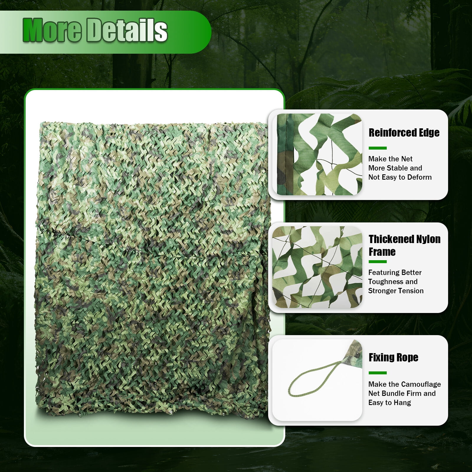 Camouflage Netting 8 X 8m Camo Net Woodland Net for Military Camping Hunting