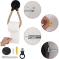 thumbnail image 4 of Wall-mounted rope toilet paper holder, toilet paper roll holder, wall-mounted toilet paper dispenser, vintage wood, metal and hemp rope, 4 of 4