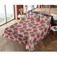 thumbnail image 4 of Ambesonne Rose Print Fitted & Flat Sheet with Shams 4 Pcs Set, Watercolor Floral Boho, Queen, Dark Pink Green and Blue, 4 of 5
