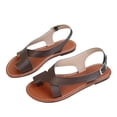 thumbnail image 5 of Eltusu Women's Flat Sandals, Open Toe Vacation No Slip Ankle Strap Summer Shoes Brown Size 6.5, 5 of 7