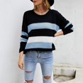 thumbnail image 3 of Vedolay Sweaters for Women Fall Women's Striped Fashion 2023 Sweaters Collared Oversized Pullover Tunic Tops,Blue M, 3 of 5