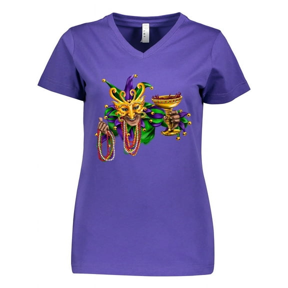 Inktastic Mardi Gras Jester Women's V-Neck T-Shirt