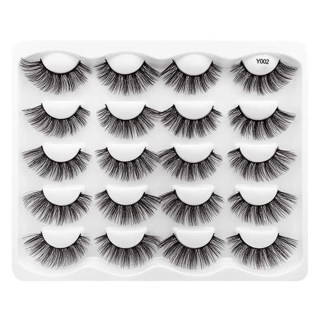 Pestañas hechas a mano 10 pares de pestañas postizas de pelo de visón de imitación 3D naturales largas