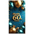 thumbnail image 2 of LUUFILx Happy 60th Birthday Banner Backdrop Decoration for Birthday Party Supplies Photography Props Blue Gold Balloon Background Decor, 2 of 8