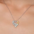 thumbnail image 3 of 925 Silver and 10K Yellow Gold Simulated White Opal and White Lab Grown Diamond Heart Pendant for Women | 0.87 Cttw | Gemstone October Birthstone | Round Cabochon 4MM | With 18 inch Chain, 3 of 6
