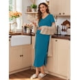 thumbnail image 4 of Ekouaer Women's Maternity Nursing Dresses Summer Short Sleeve Split Long Dresses for Breastfeeding Black M Teal XL, 4 of 6