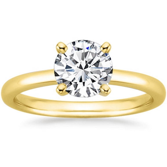 Houston Diamond District 0.45 Carat 14K Yellow Gold Round Cut Diamond Solitaire Engagement Ring 4 Prong (K Color, I2 Clarity) Cut Size: 4