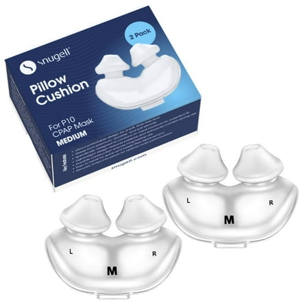 Snugell CPAP Replacement for ResMed AirFit P10 – 2-Pack – Designed for Nasal Cushion CPAP Mask – Soft, Secure Seal to Reduce Pressure Points and Minimize Leaks (Medium)