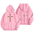 thumbnail image 5 of Bibifish Kids Hoodies Cute Bow Print Hooded Sweatshirts With Pocket Soft Drawstring Hood Girls Relaxed Fit Casual Daily Wear Stylish Hoodies, 5 of 5