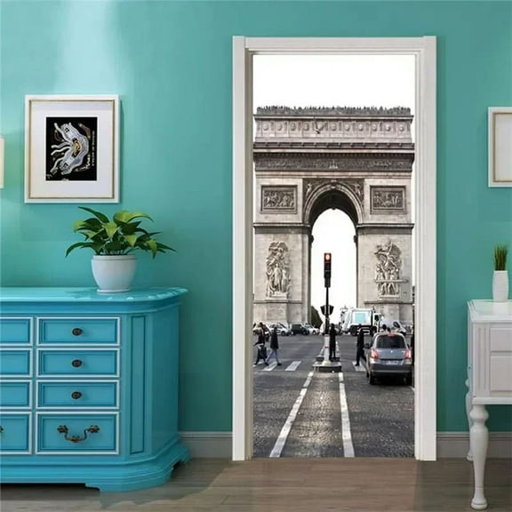 Modern City Building Door Sticker Mural Home r Furniture Wall Renovation Vinyl Self Adhesive Wallpap