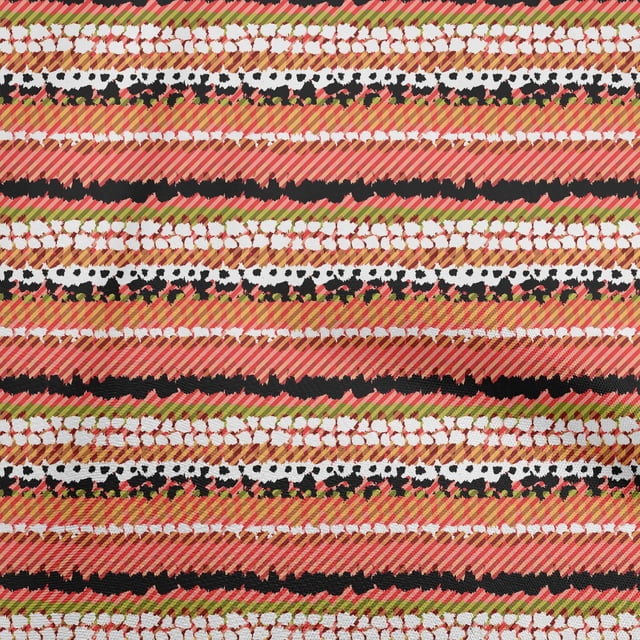 oneOone Coton Popeline Rouge Tissu Abstrait Pinceau Robe Tissu Imprimé Tissu par la Cour 56 Pouces de Large