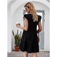 thumbnail image 2 of New Women’s Summer Dress Sleeveless Ruffle Sleeve Crewneck Mini Dress Solid Color Loose Fit Short Flowy Pleated Dress, 2 of 2