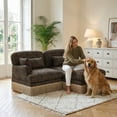 thumbnail image 3 of HUMEHA 69.2" Leopard Chenille Sofa Brown Black 2-Seat w/ Ottoman, 3 of 9