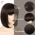 thumbnail image 2 of MORICA Brown Bob Wig Short Brown Straight Bob Wigs with Bangs for Women Colorful Short Hair Wig Cute Synthetic Wig for Cosplay Daily (12inch), 2 of 7