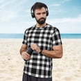thumbnail image 4 of Wukai White And Black Plaid Print Men's Short-Sleeved Mesh T-Shirt,Quick-Dry Short Sleeve Workout T-Shirt-4X-Large, 4 of 8