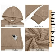 Fantaslook Womens Hoodies Casual Long Sleeve Waffle Pullover Tops Oversized Hooded Sweatshirts with Pocket