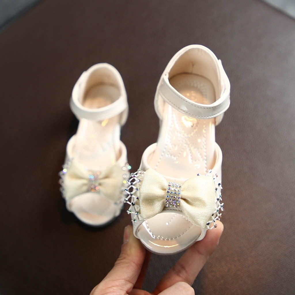 Toddler Infant Kids Baby Girls Sweet Leather Shoes Bowknot Party Single Princess Sandals Comfortable Sole Dance Performance Shoes Flat UK Size 6 7 8 10 11 