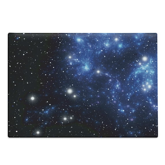 Constellation Cutting Board, Outer Space Star Nebula Astral Cluster Astronomy Theme Galaxy Mystery, Decorative Tempered Glass Cutting and Serving Board, Large Size, Blue Black White, by Ambesonne