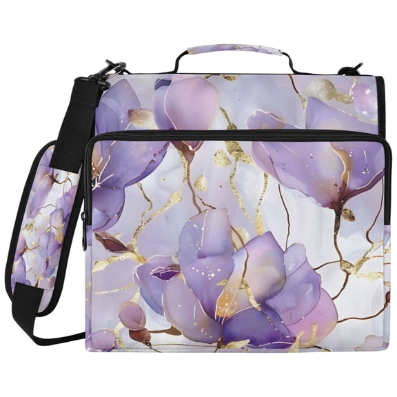 ALAZA Zipper Binder Art Watercolor Flower Pattern 2 inch 3 Ring 500 Sheet Capacity Trapper Keeper File Folder Organizer Bag