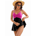 thumbnail image 3 of Women'S Swimsuit Tight Fit Backless Rose Red+Black L, 3 of 6