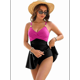 thumbnail image 3 of Traje de Baño de una Pieza para Mujer, Ajustado, Cruzado, Sin Espalda, Rosa, Rojo y Negro, Talla XL, 3 of 6