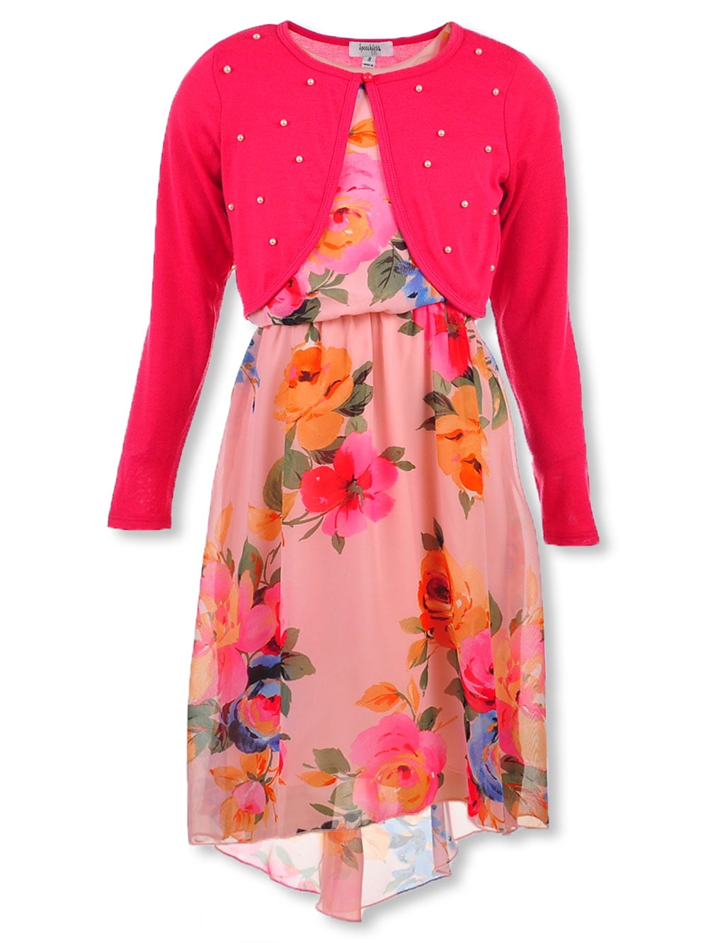 Speechless Speechless Girls' 716 Floral Halter Dress with Shrug