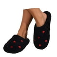 thumbnail image 6 of Women'S Slipper Heart Love Dots Indoor Outdoor House Slipper Fuzzy Fluffy House Shoes Valentine'S Day Gift Funny Flat Slides Black US: 7, 6 of 7